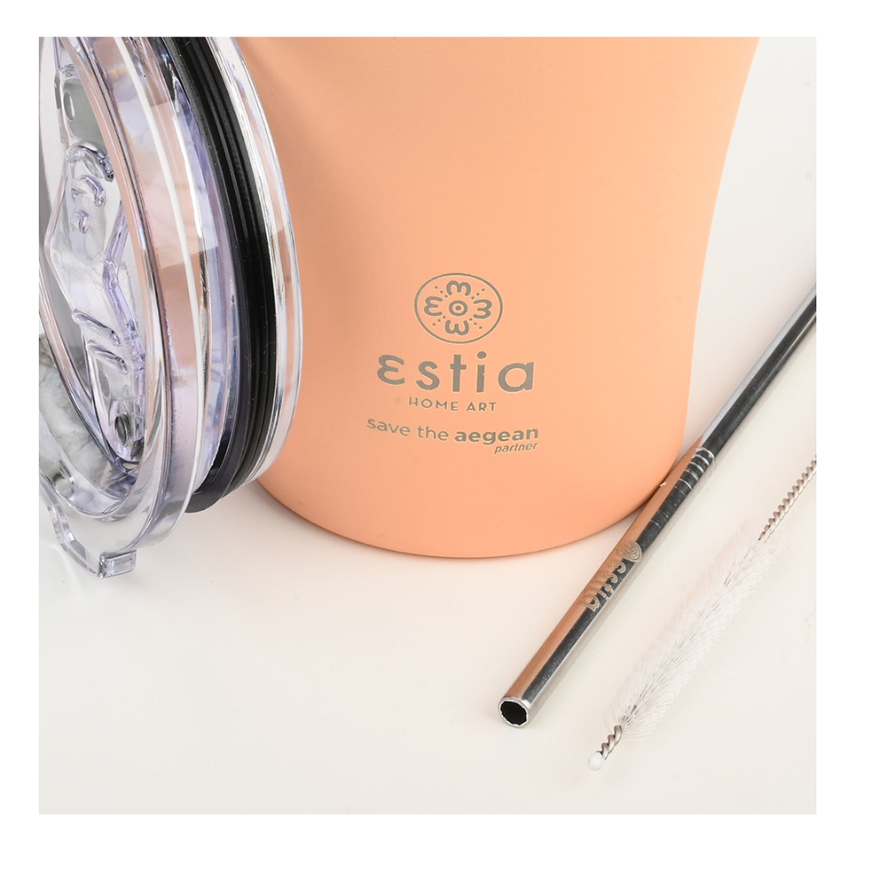 Ποτήρι Θερμός Ανοξείδωτο Coffee Mug Save The Aegean Peach Fuzz 350ml 23416 Estia - 4