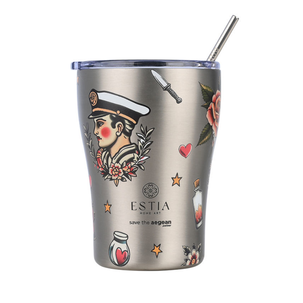 Ποτήρι Θερμός Ανοξείδωτο Coffee Mug Save The Aegean -Old School Ink 350ml 31770 Estia - 116863