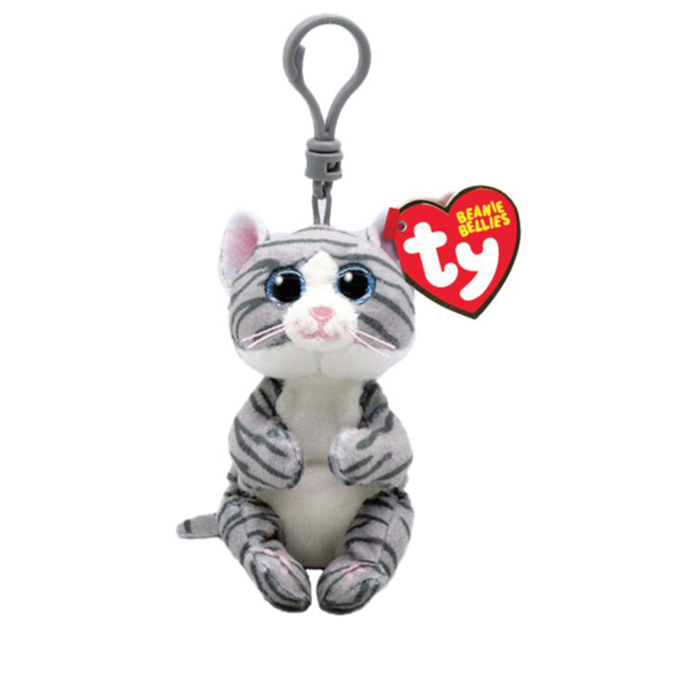 Λούτρινο Χνουδωτό Μπρελόκ Κλιπ  Γάτα Γκρί 8,5Εκ 1607-43100 TY Beanie Bellies AS - 114652