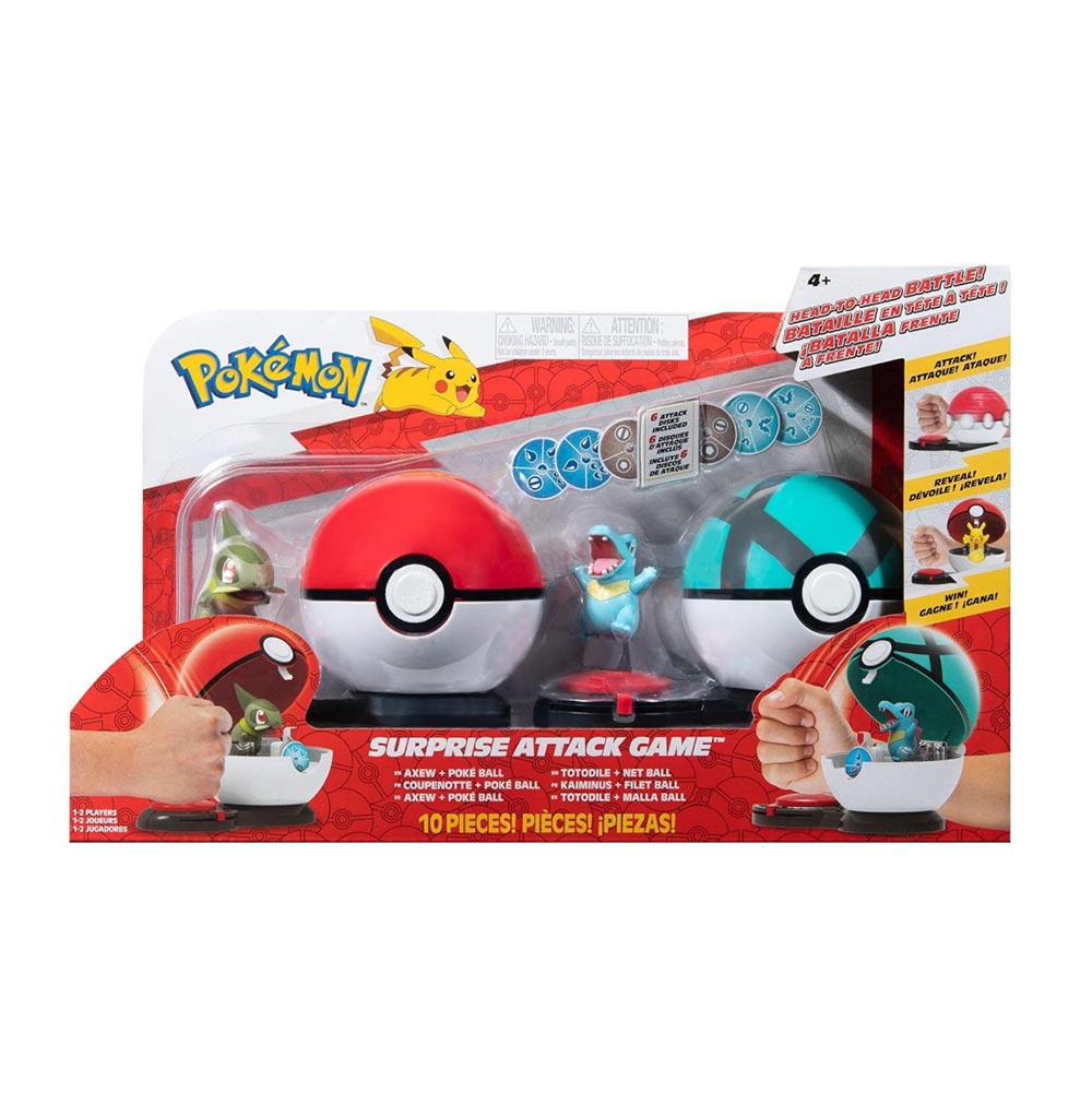 Παιχνίδι Μάχης Surprise Attack -  Axew, Totodile & Poke, Net Ball PKW3164 Jazwares - 89771