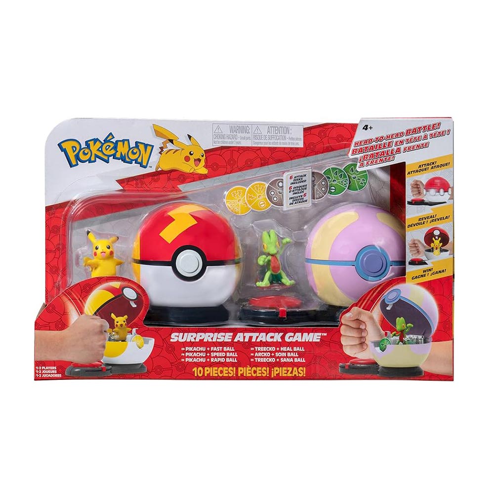 Παιχνίδι Μάχης Surprise Attack -  Pikachu, Treecko & Fast, Heal Ball PKW3165 Jazwares - 89773