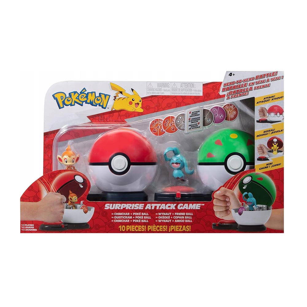 Παιχνίδι Μάχης Surprise Attack -  Chimchar, Wynaut & Poke, Friend Ball PKW3166 Jazwares - 89775