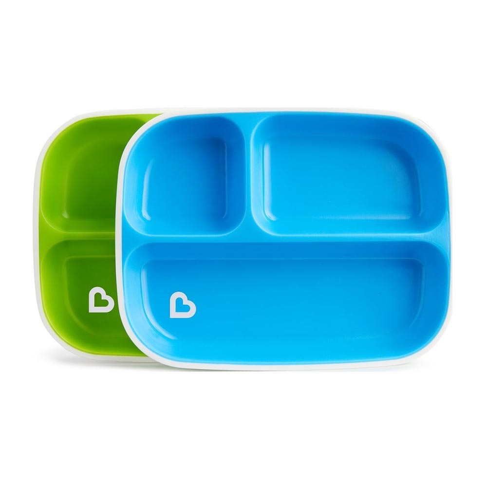 Πιάτα Με Διαχωριστικά Και Αντιολισθητική Βάση 2 τμχ Μπλε- Πράσινο 12448 Munchkin  - 17502