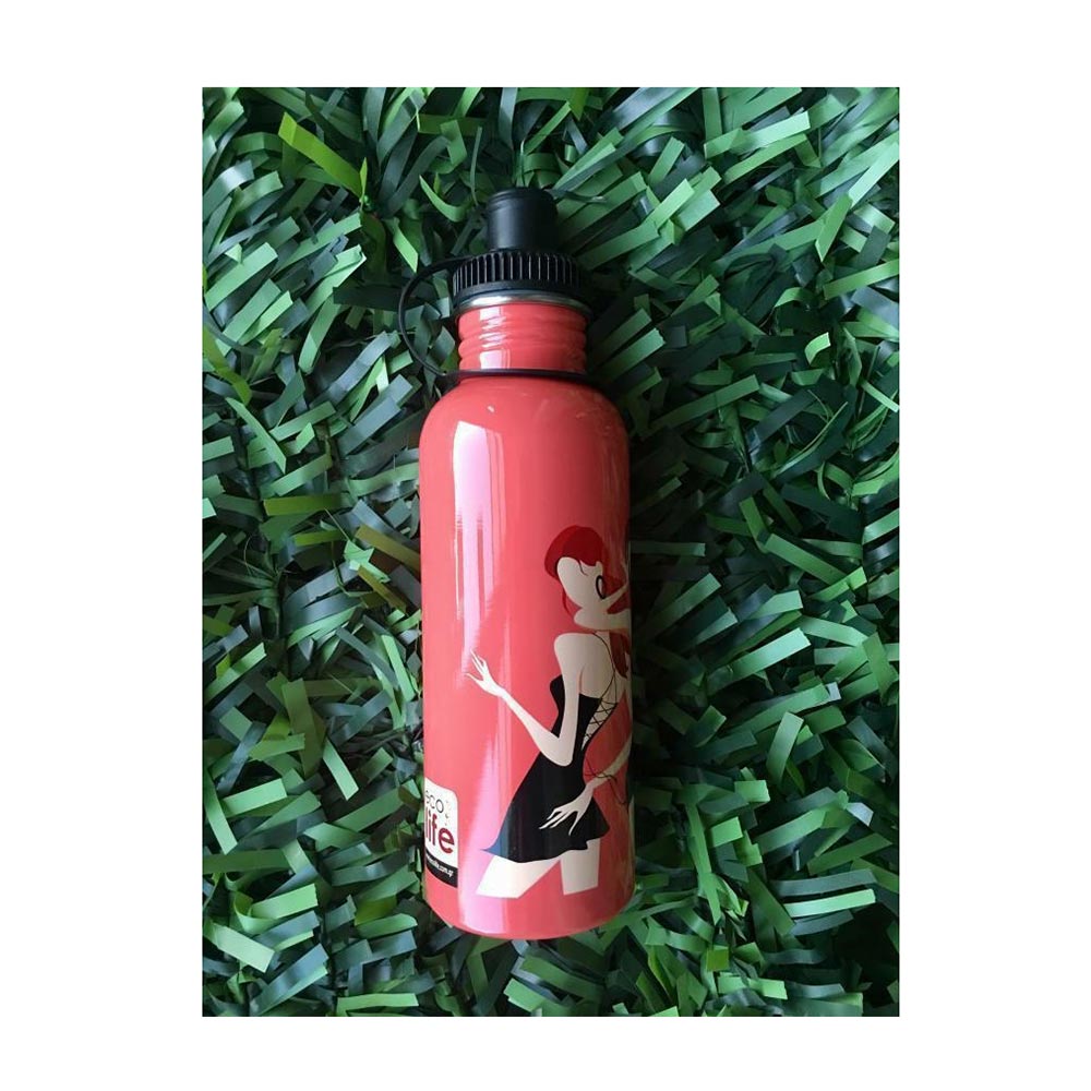 Μεταλλικό Ανοξείδωτο Μπουκάλι Θερμός Ladies Κόκκινο 600ml Ecolife  - 2