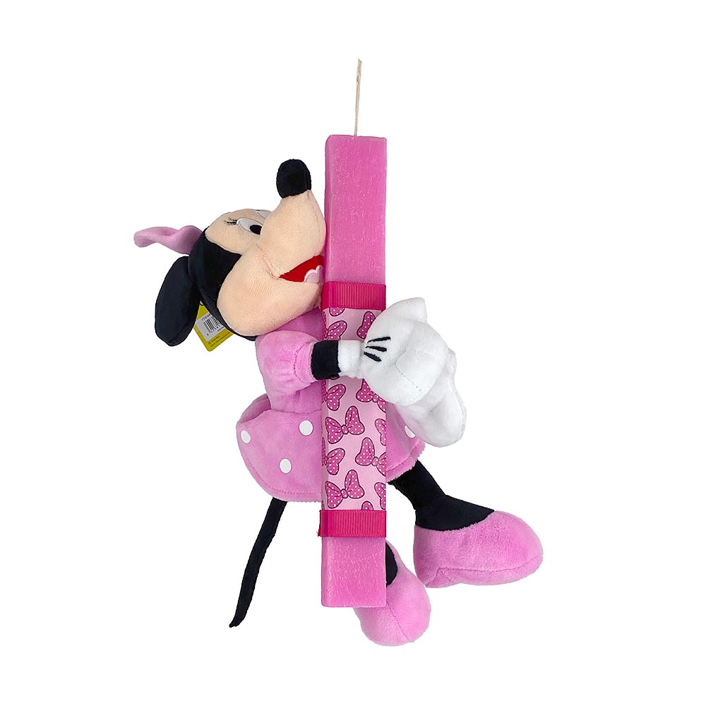 Χειροποίητη Αρωματική Λαμπάδα με Ροζ Λούτρινο Minnie Mouse - 74769