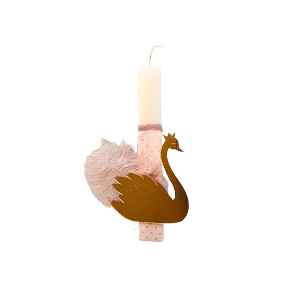 Χειροποίητη Αρωματική Λαμπάδα για Κορίτσι με Πλέξιγκλας Διακοσμητικό Κύκνος - 112492