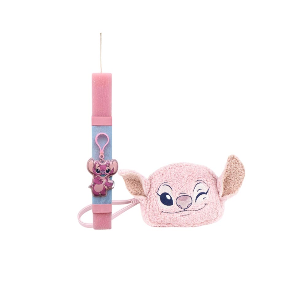 Χειροποίητη Αρωματική Λαμπάδα για Κορίτσι με Μπρελόκ - Φακό & με Γούνινο Πορτοφόλι Angel - 112610