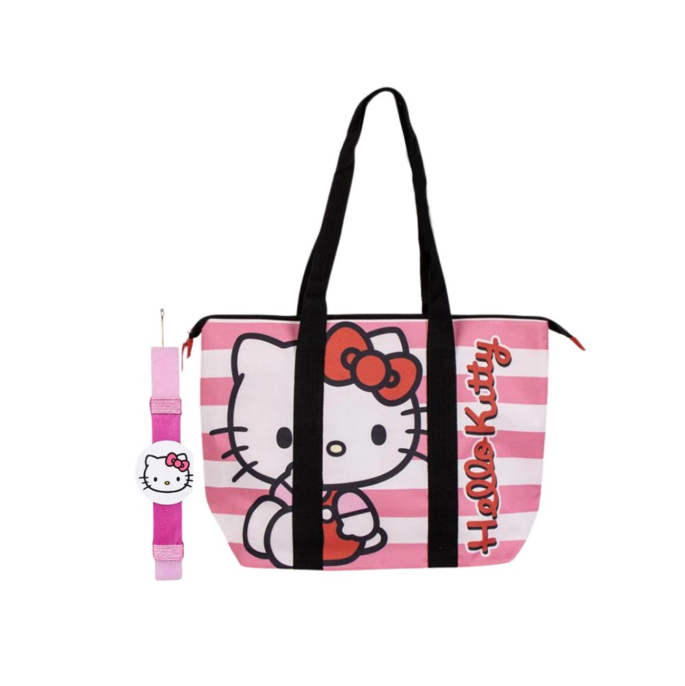 Χειροποίητη Αρωματική Λαμπάδα για Κορίτσι με Υφασμάτινη Τσάντα Παραλίας Hello Kitty - 112641