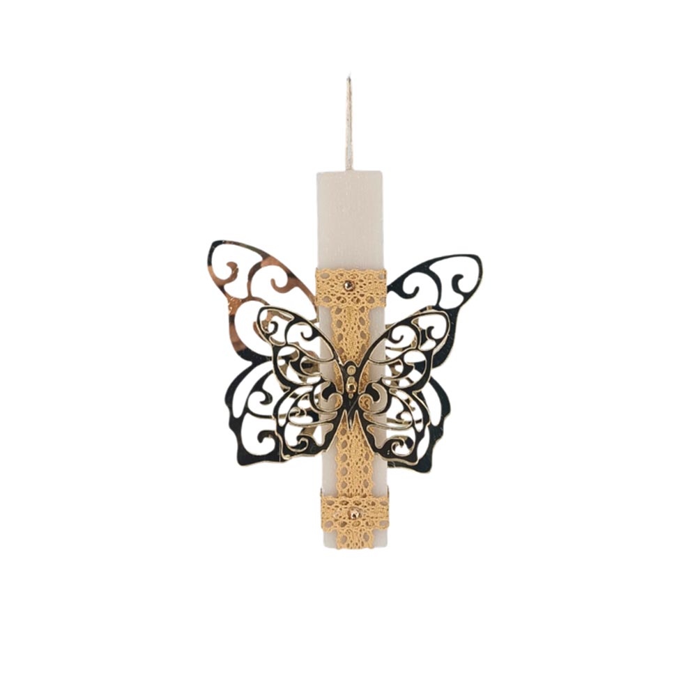 Χειροποίητη Αρωματική Λαμπάδα για Κορίτσι με 2 Πλέξιγκλας Διακοσμητικά Πεταλούδα - 112789