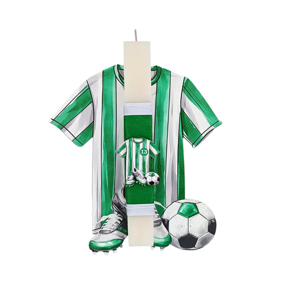 Χειροποίητη Αρωματική Λαμπάδα για Αγόρι με 2 Ξύλινα Διακοσμητικά Παναθηναϊκός - 112808