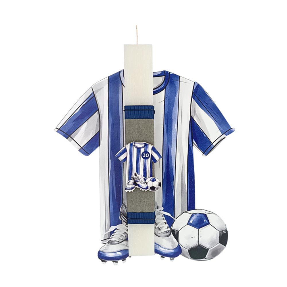 Χειροποίητη Αρωματική Λαμπάδα για Αγόρι με 2 Ξύλινα Διακοσμητικά Εθνική Ελλάδος - 112812