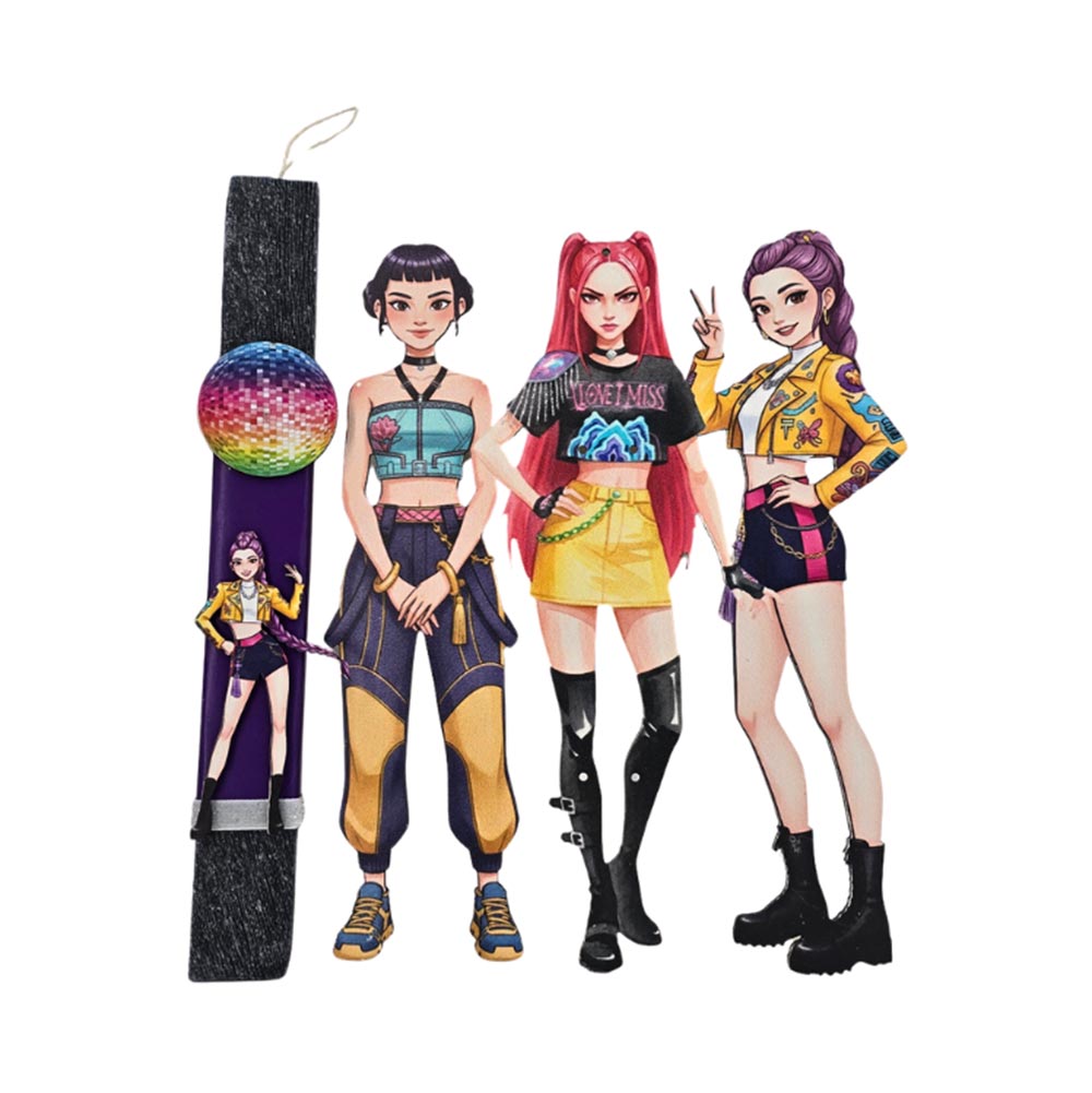 Χειροποίητη Αρωματική Λαμπάδα για Κορίτσι με Ξύλινη Πλάτη Huntrix - 113152