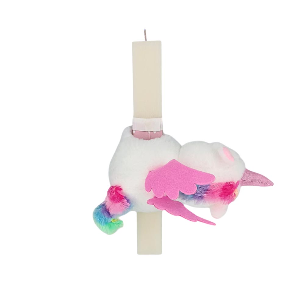 Χειροποίητη Αρωματική Λαμπάδα για Κορίτσι με Λούτρινο Snap Βραχιόλι Μονόκερος - 1