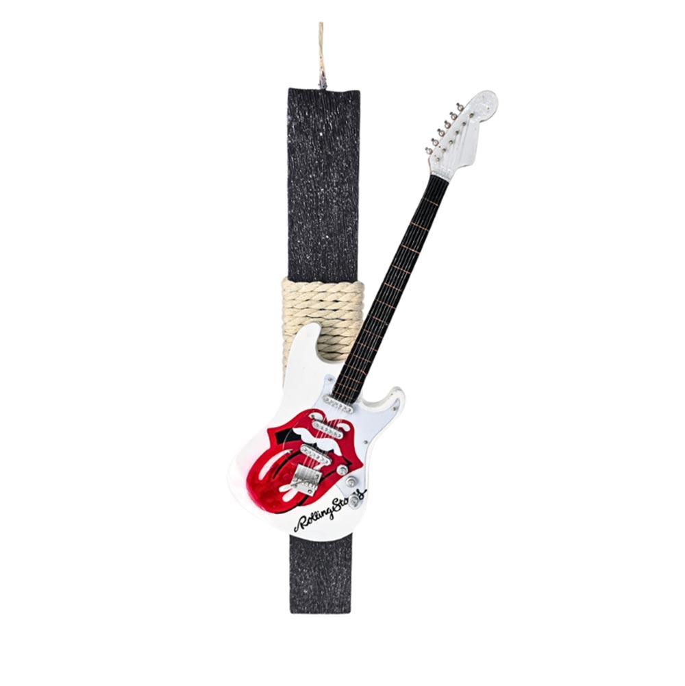 Χειροποίητη Αρωματική Λαμπάδα για Αγόρι  Ηλεκτρική Κιθάρα Λευκή Rolling Stones - 113715