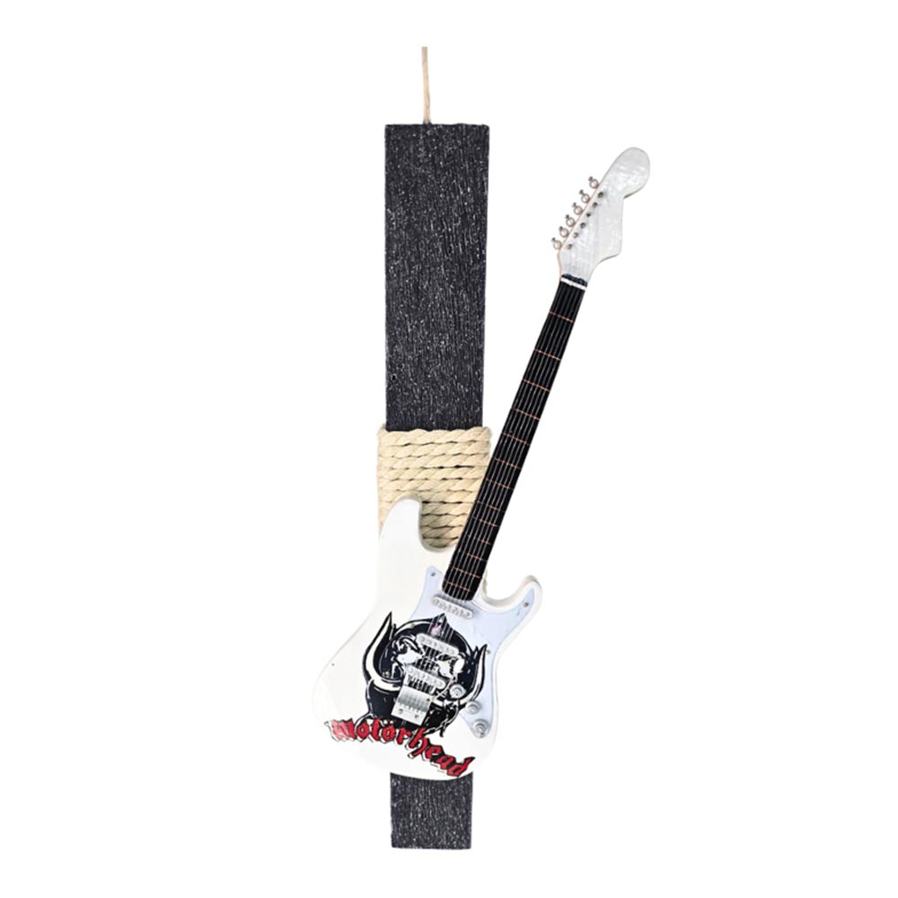 Χειροποίητη Αρωματική Λαμπάδα για Αγόρι  Ηλεκτρική Κιθάρα Λευκό Motorhead - 113735