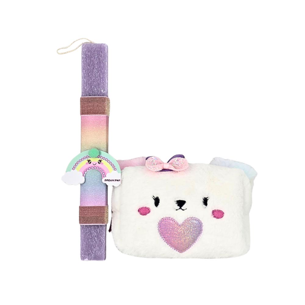 Χειροποίητη Αρωματική Λαμπάδα για Κορίτσι με Γούνινο Νεσεσέρ Σκυλάκι - 114035