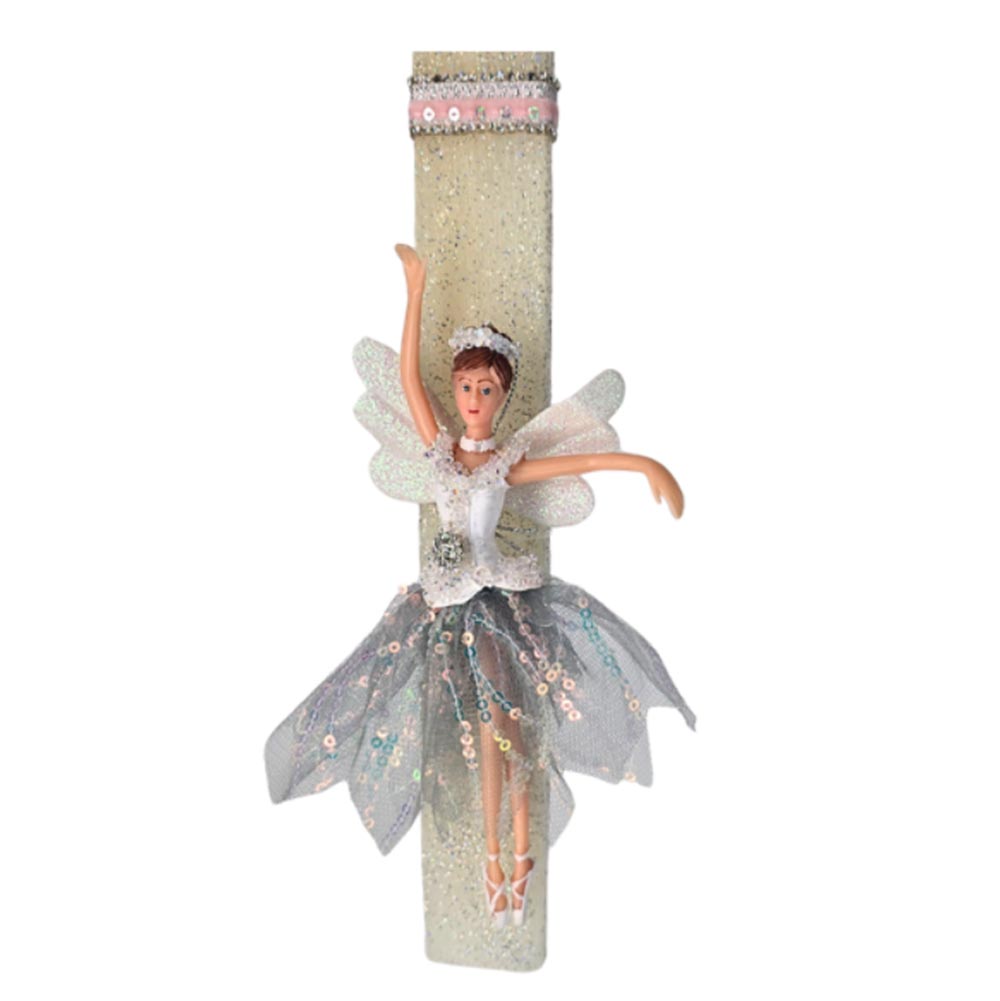 Χειροποίητη Αρωματική Λαμπάδα Με Glitter για Κορίτσι με Ξωτικό Μπαλαρίνα με Μαύρη Φούστα - 1