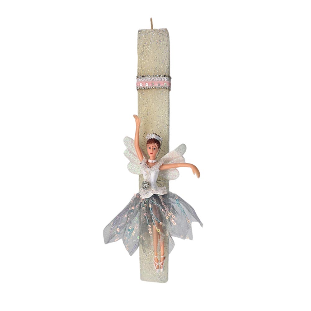 Χειροποίητη Αρωματική Λαμπάδα Με Glitter για Κορίτσι με Ξωτικό Μπαλαρίνα με Μαύρη Φούστα - 114093