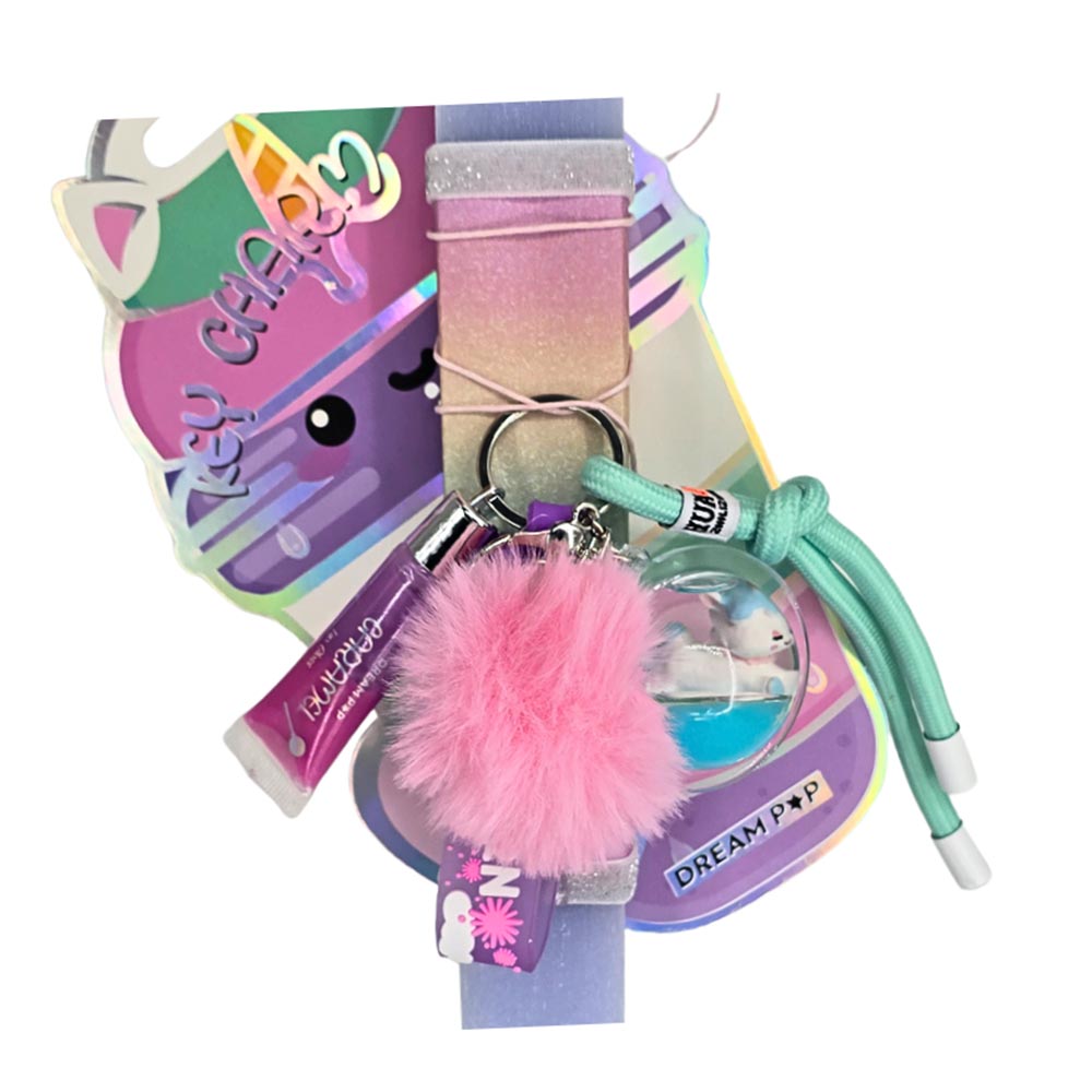 Χειροποίητη Αρωματική Λαμπάδα για Κορίτσι με Σετ Μπρελοκ, Lip Gloss Και Ροζ Γούνινο Pom Pom - 1
