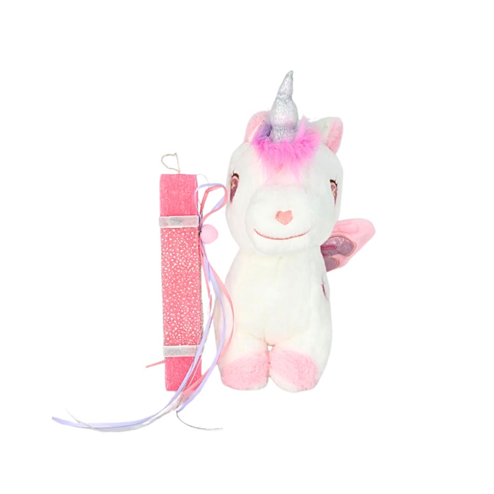 Χειροποίητη Αρωματική Λαμπάδα για Αγόρι Κορίτσι με Λούτρινο Rainbow Unicorn - 114156