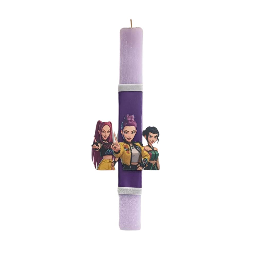 Χειροποίητη Αρωματική Λαμπάδα για Κορίτσι με Ξύλινη Βάση Huntrix  - 2