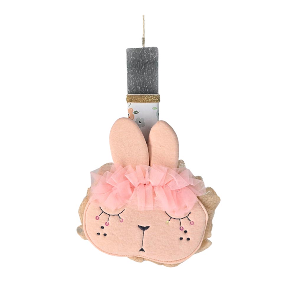 Χειροποίητη Αρωματική Λαμπάδα για Κορίτσι με Σφουγγαράκι Μπάνιου Λαγουδάκι - 113931