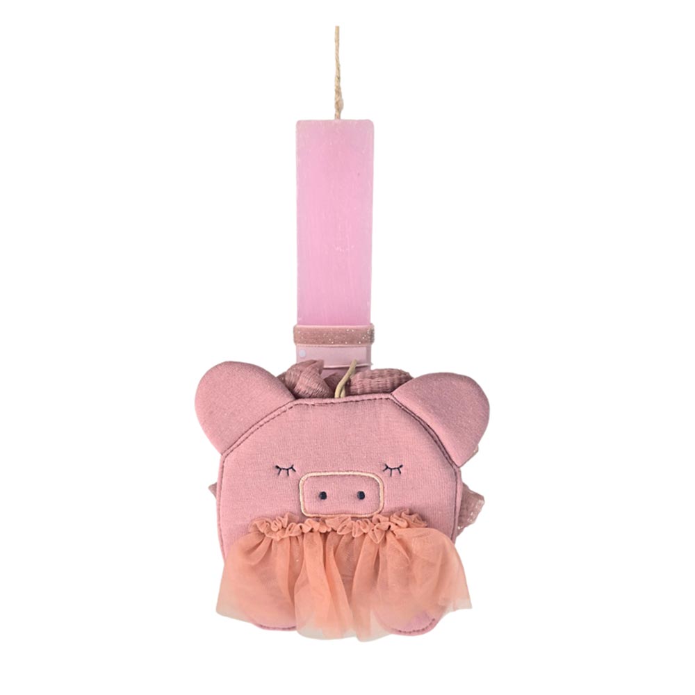 Χειροποίητη Αρωματική Λαμπάδα για Κορίτσι με Σφουγγαράκι Μπάνιου Γουρουνάκι - 113937