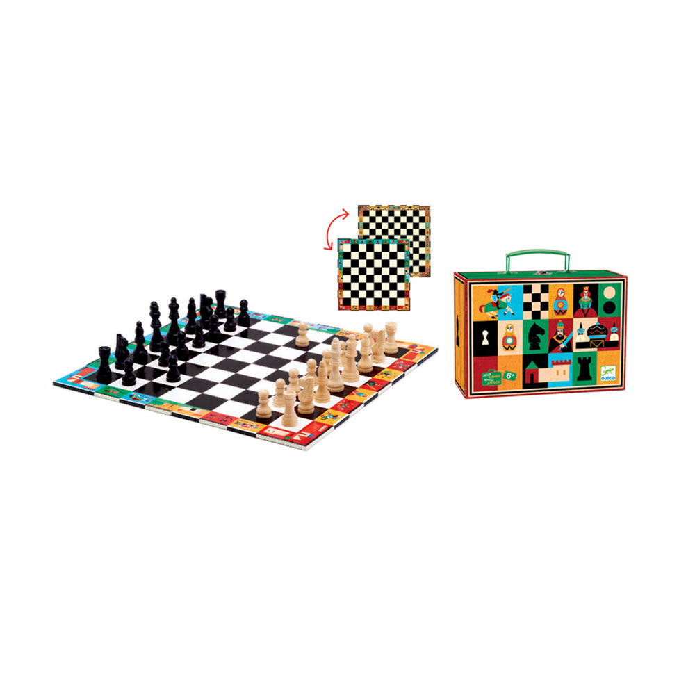 Επιτραπέζιο Σκάκι Και Ντάμα Με Ξύλινα Πιόνια Σε Βαλιτσάκι 05225 Djeco - 3
