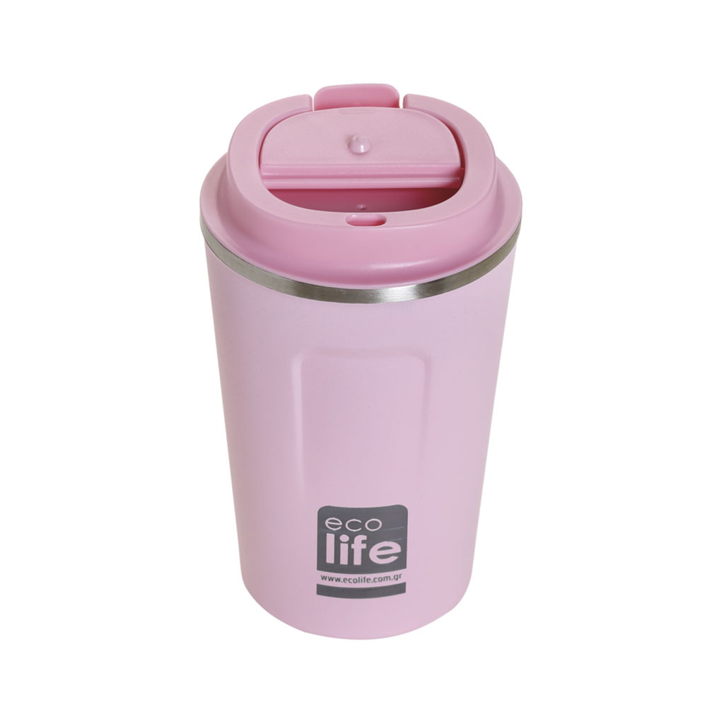Θερμός Ανοξείδωτος Coffee Cup Rose Pink 370ml Ecolife - 1