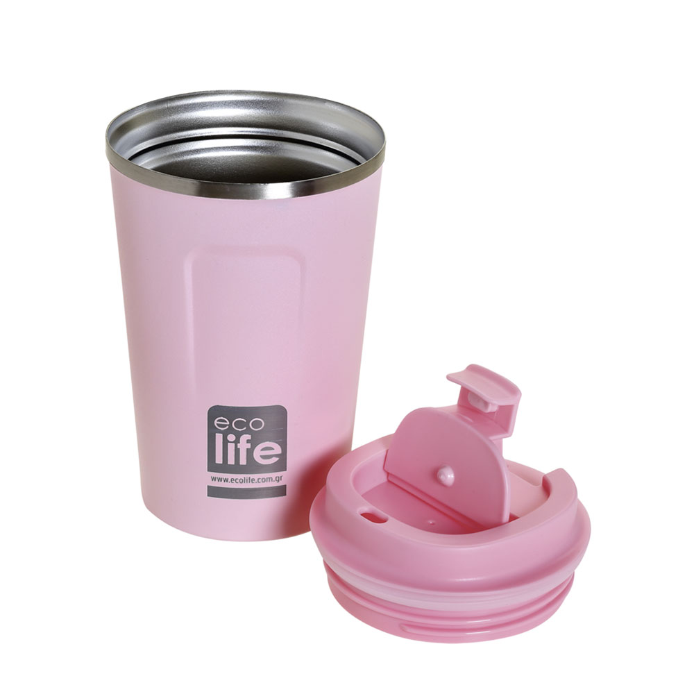 Θερμός Ανοξείδωτος Coffee Cup Rose Pink 370ml Ecolife - 2