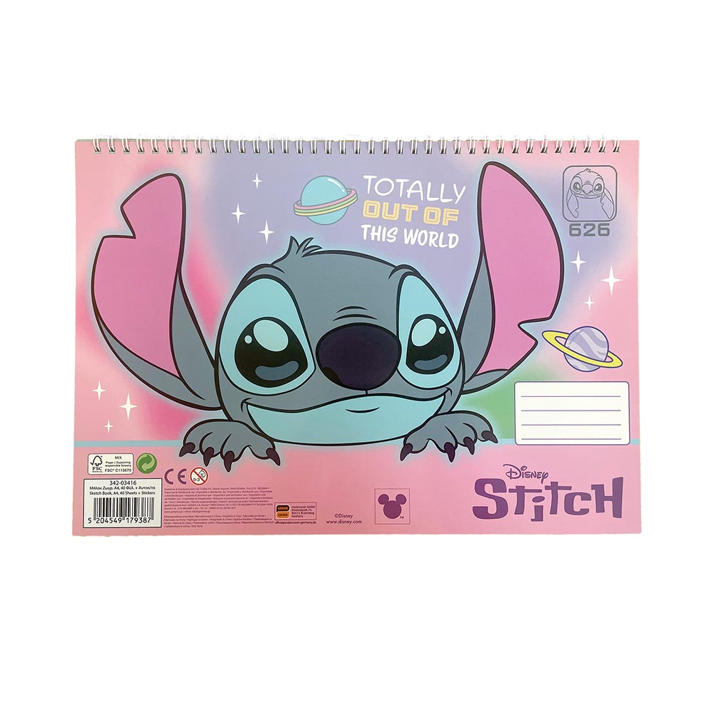 Μπλοκ Ζωγραφικής 40Φ Με Αυτοκόλλητα Stitch 342-03416 Gim - 121640