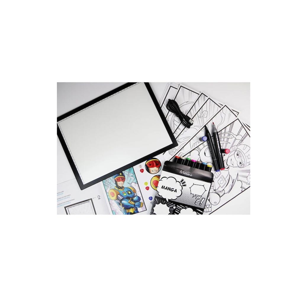Σετ Ζωγραφικής Manga με XXL Φωτιζόμενο Tablet (10 Μαρκαδόροι και 32 Φύλλα Ζωγραφικής) CREA052 Sycomore Artissimo - 1