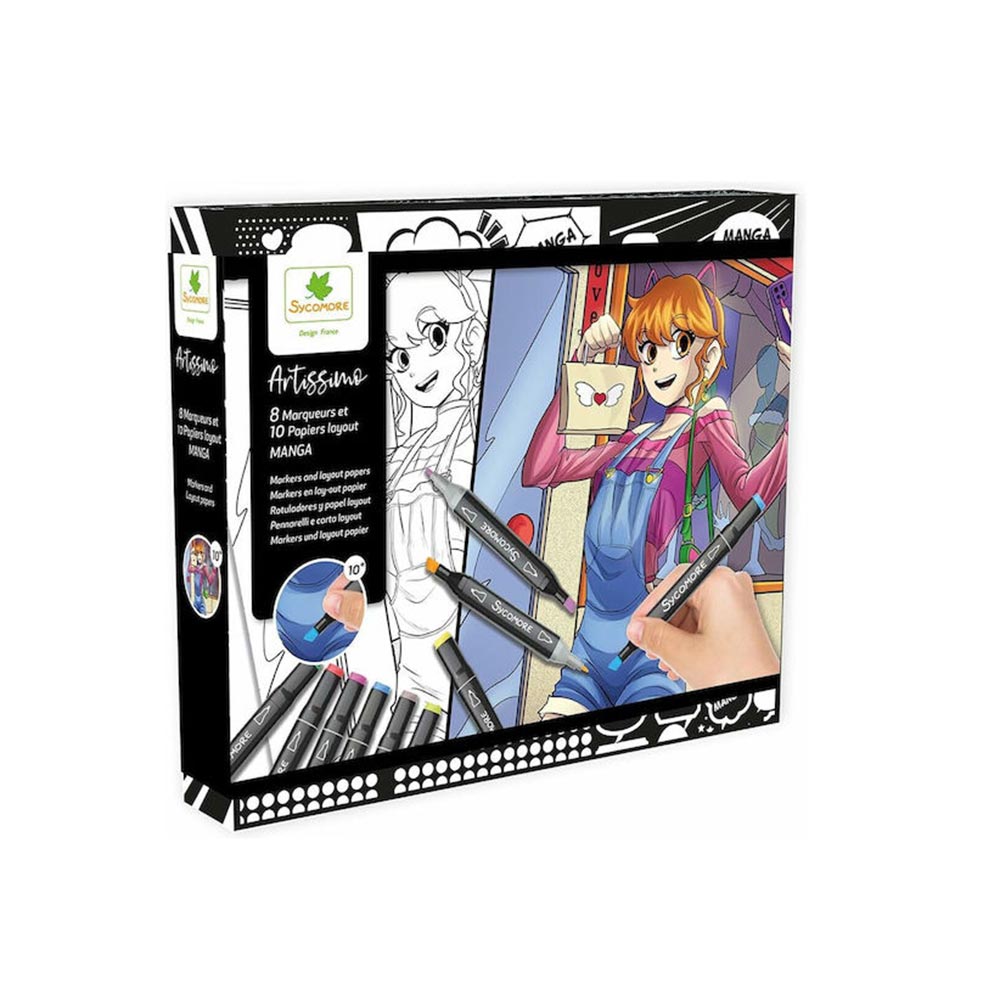 Σετ Ζωγραφικής Manga Girl (8 Μαρκαδόροι και 10 Φύλλα Ζωγραφικής) CREA046 Sycomore Artissimo - 108294