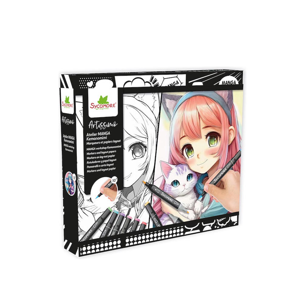 Σετ Ζωγραφικής Manga Kemonomimi (8 Μαρκαδόροι και 10 Φύλλα Ζωγραφικής) CREA060 Sycomore Artissimo - 108304