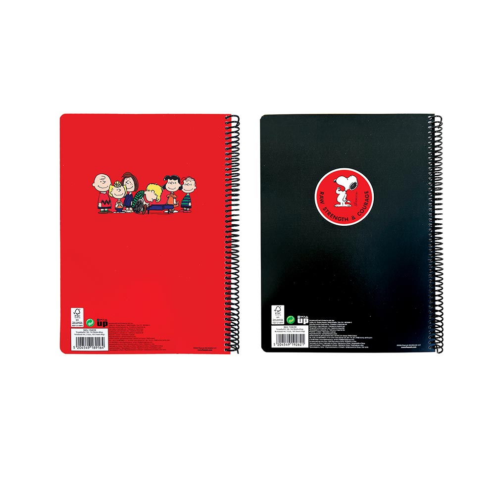 Τετράδιο Α4 Σπιράλ 3Θ 105Φ Snoopy Peanuts Black + Red 365-10439 Back Me Up - 1