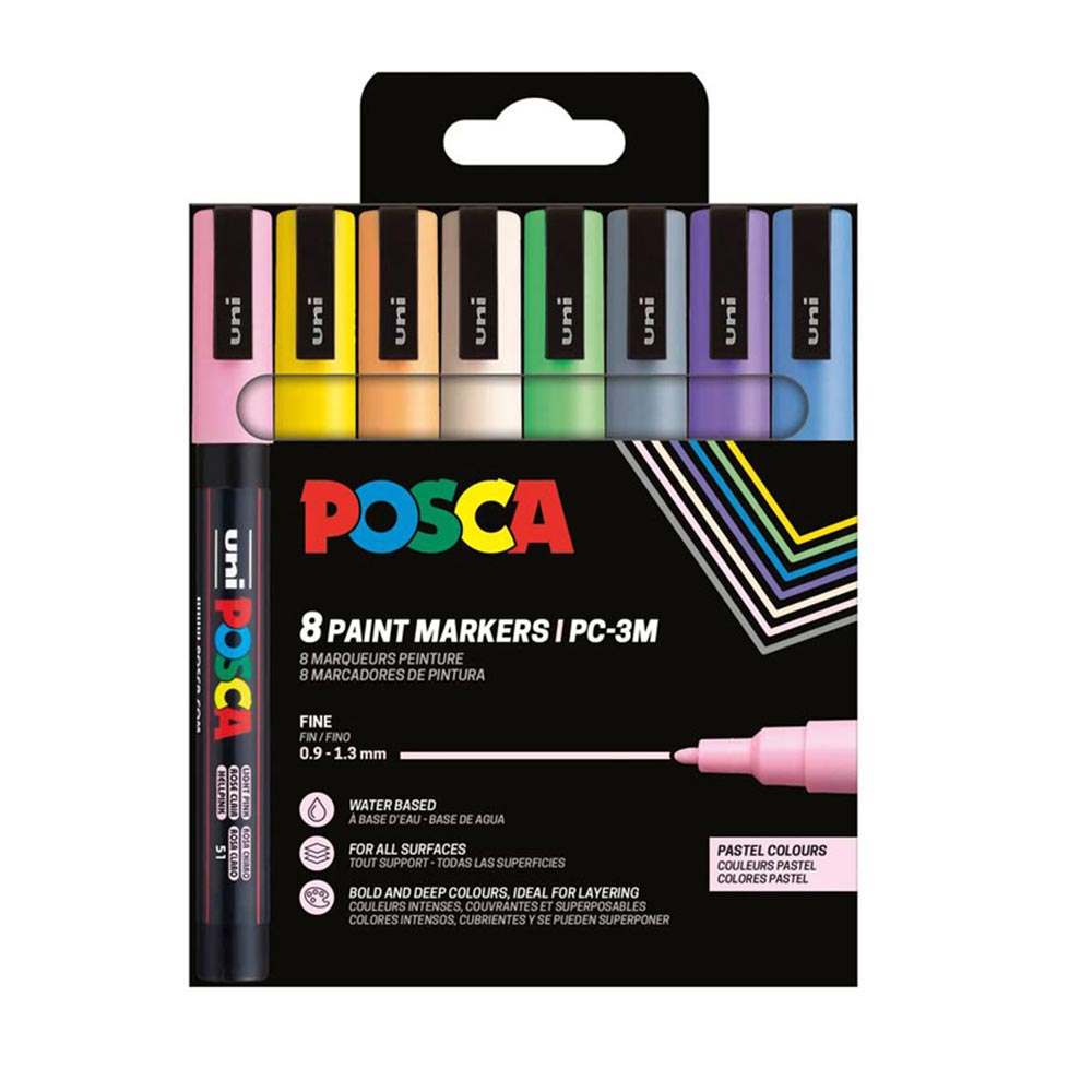 Σετ Μαρκαδόροι Σχεδίου Ανεξίτηλοι Pastel Color 0.9-1.3mm 8τμχ PC-3M Uni Posca - 107033