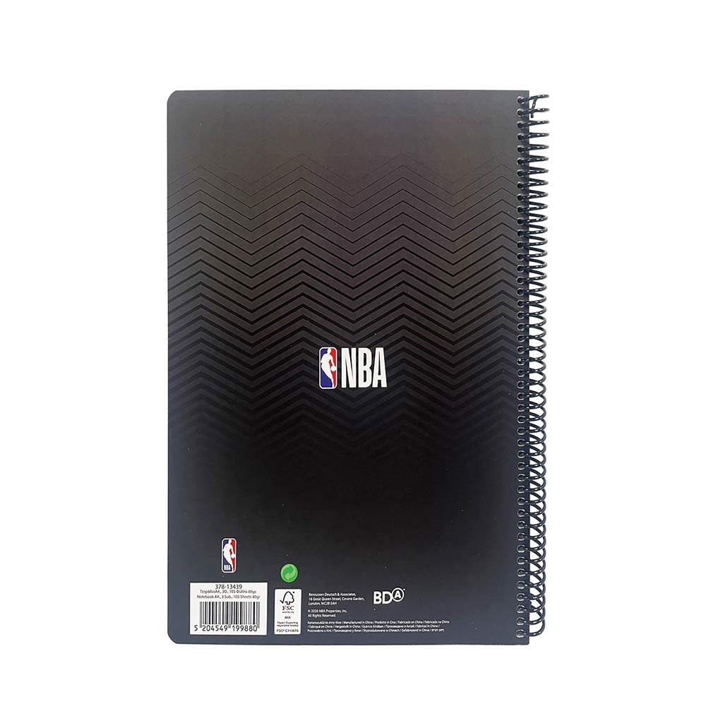 Τετράδιο Σπιράλ Ριγέ Α4 3Θ 105Φ NBA Logo 378-13439 Back Me Up - 1