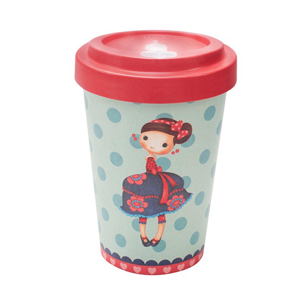 Ποτήρι Aπό Bamboo με Kαπάκι Girl Light Green 500ml F1902 Woodway