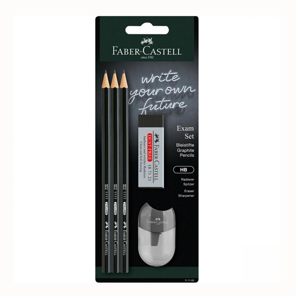 Σετ Blister 3 Μολύβια Μαύρο - Γόμα D.Free - Ξύστρα 111183 Faber Castell - 92984