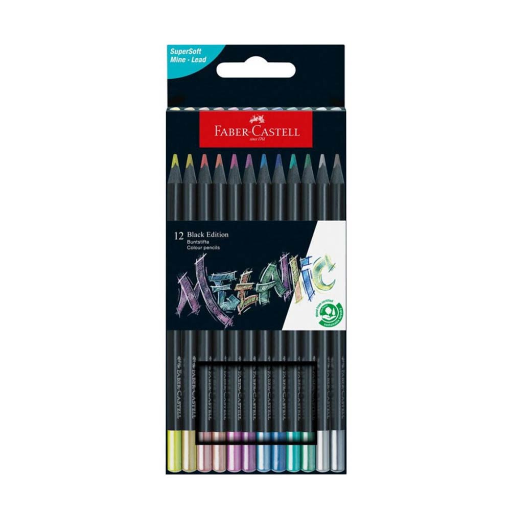 Ξυλομπογιές Black Edition SuperSoft Metallic 12τμχ 116415 Faber-Castell