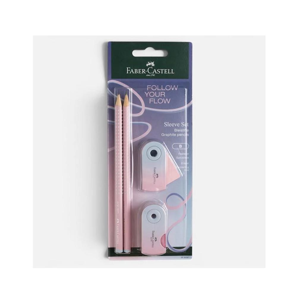Σετ Μολύβια Sparkle Ροζ με Γόμα & Ξύστρα 4 τμχ. Faber Castell - 120193