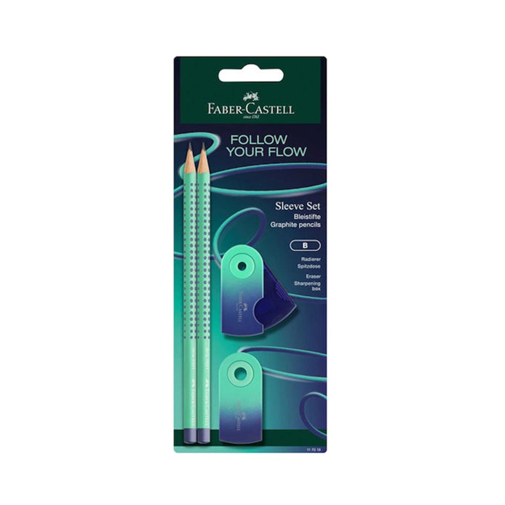 Σετ Μολύβια Sparkle Τιρκουάζ με Γόμα & Ξύστρα 4 τμχ. Faber Castell - 120198