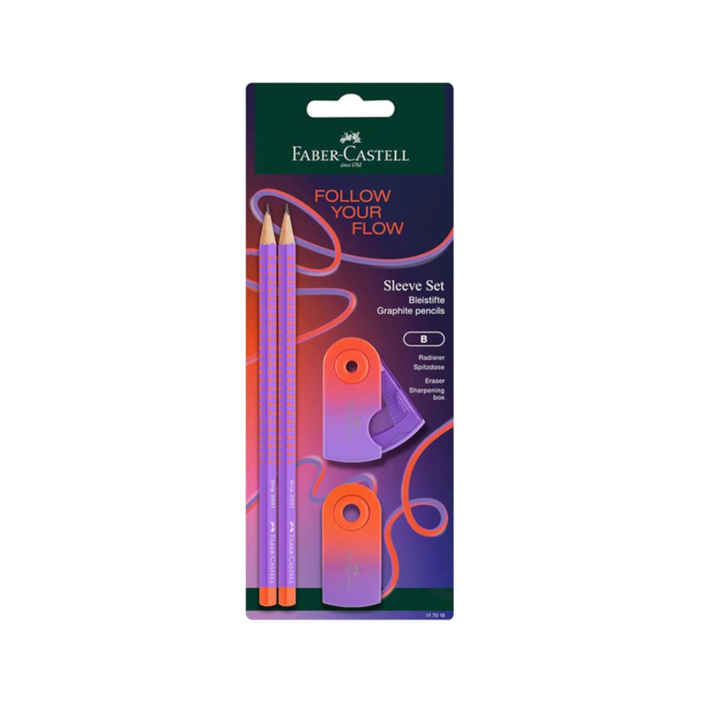 Σετ Μολύβια Sparkle Μωβ με Γόμα & Ξύστρα 4 τμχ. Faber Castell - 120196