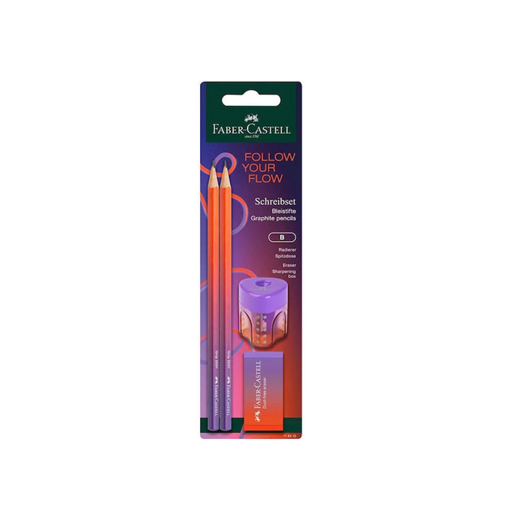 Σετ 2 Μολύβια & Ξύστρα & Γόμα, Buzzing Punchy Melon 118410 Faber Castell - 120226