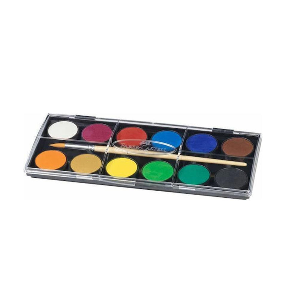 Σετ Νερομπογιές 12τμχ με Πινέλο 30mm 125018 Faber-Castell - 1