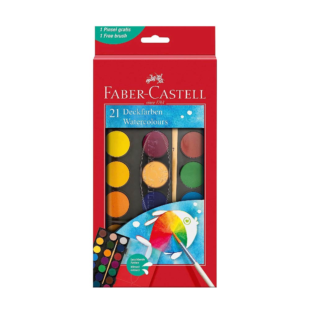 Νερομπογιές με Πινέλο 21 Χρώματα 24mm 125027 Faber-Castell