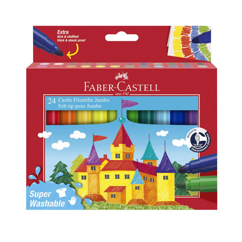 Μαρκαδόροι Ζωγραφικής 24τμχ Jumbo Super Washable 154324 Faber-Castell - 125475