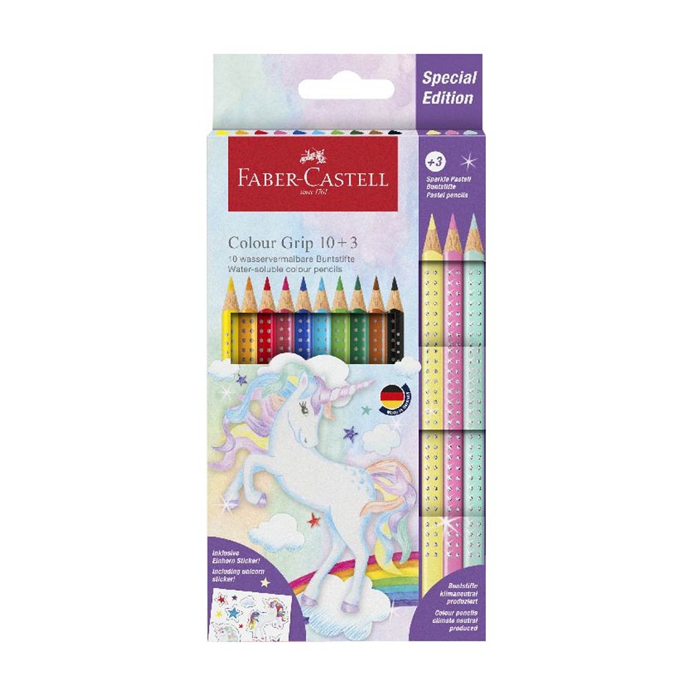 Ξυλομπογιές Grip Unicorn 10+3τμχ 201542 Faber-Castell