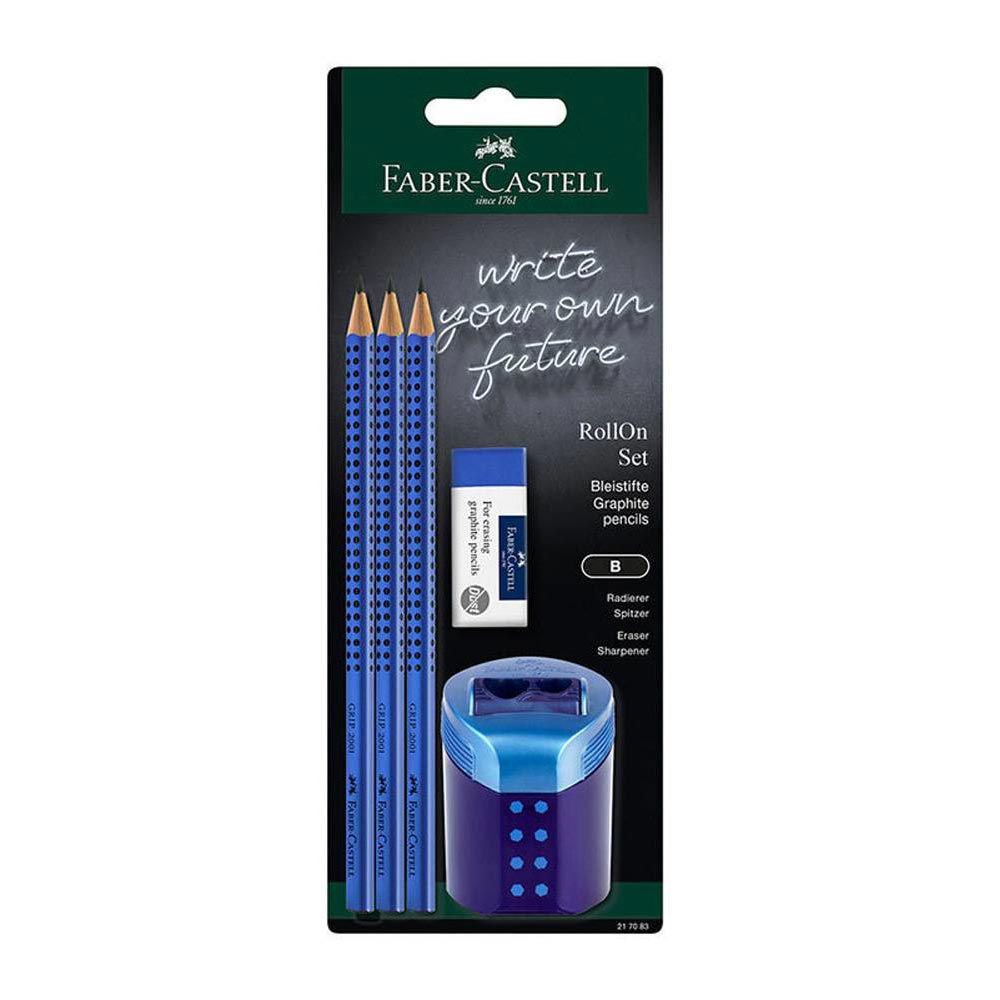 Σετ Blister 3 Μολύβια Μπλε - Γόμα - Ξύστρα Rollon 217083 Faber Castell - 92982