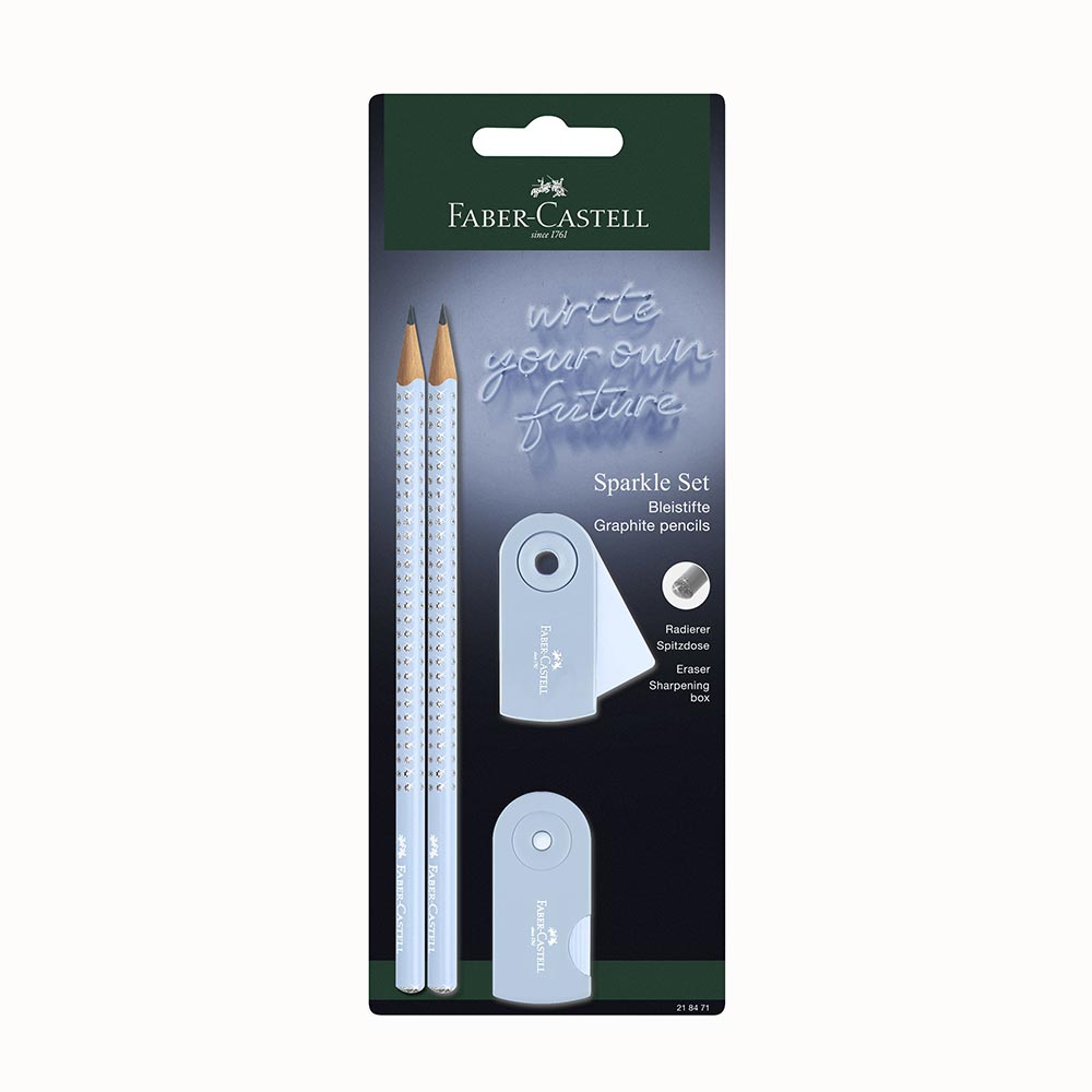 Σετ Blister 2 Μολύβια Sparkle Sky Blue - Ξύστρα Sleeve - Γόμα 218471 Faber Castell - 92986